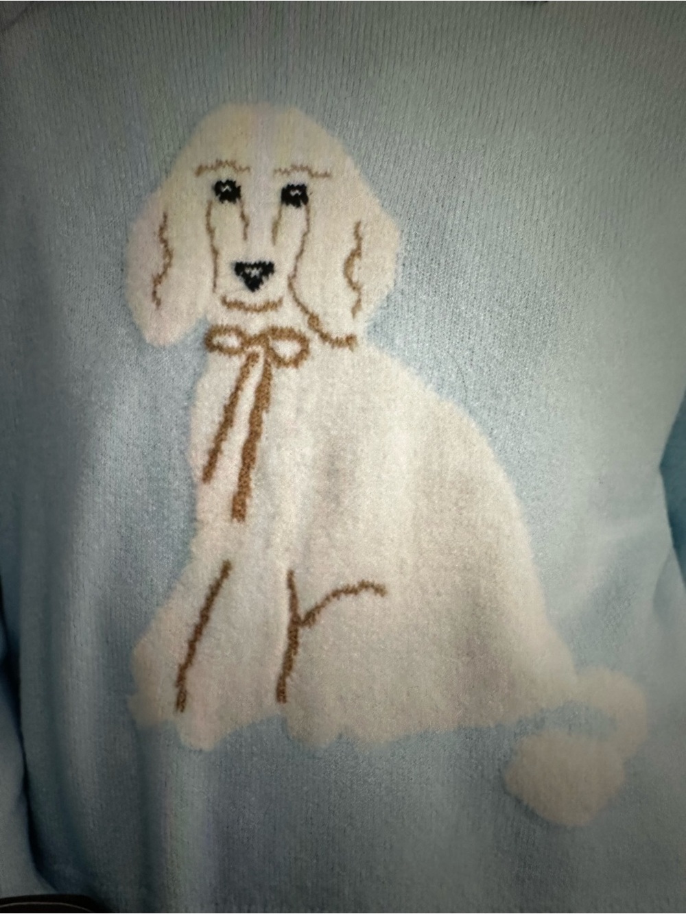 New with Tag! Anthropologie Maeve Light Blue Knit Pullover White Poodle sz M - Picture 3 of 8